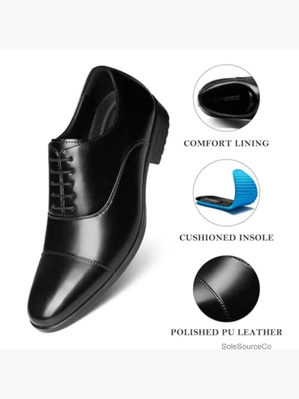Classic Oxford Dress Shoes Non Slip Comfortable Lace Up for Work Formal Wedding